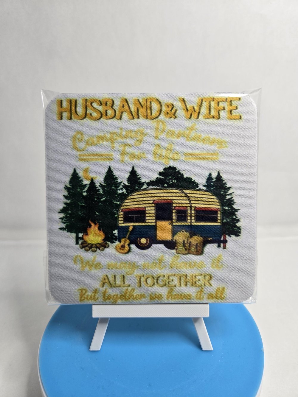Image of Husband & Wife Camping Partners for Life: 2-Pack Coasters for the Ultimate Adventure Duo