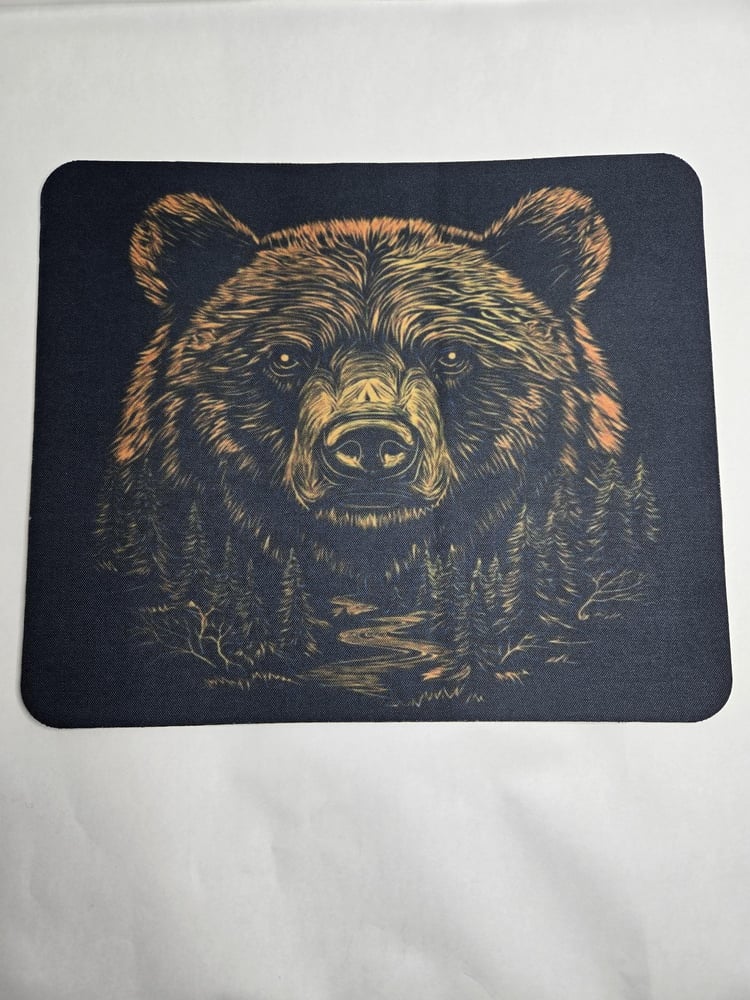 Image of Grizzly Bear Head Black Mousepad – Unleash Your Inner Beast (While You Work)