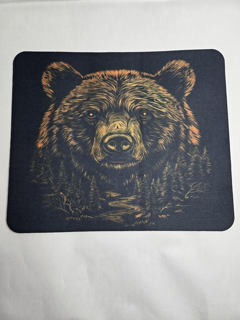 Image of Grizzly Bear Head Black Mousepad – Unleash Your Inner Beast (While You Work)