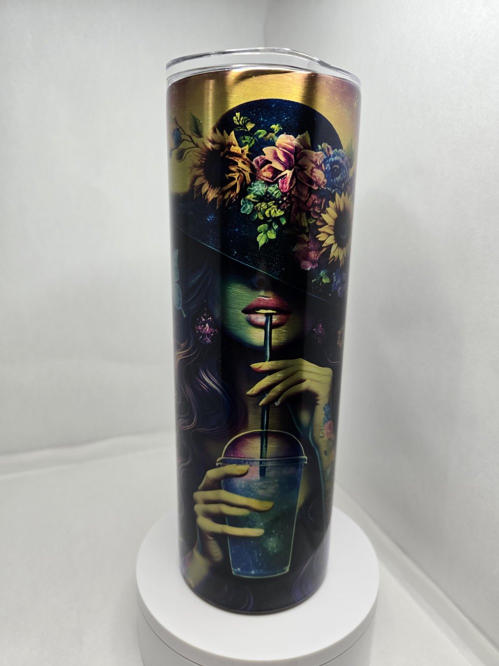 Image of Golden Cosmic Goddess 30oz Metallic Tumbler – A Blend of Mystery & Elegance