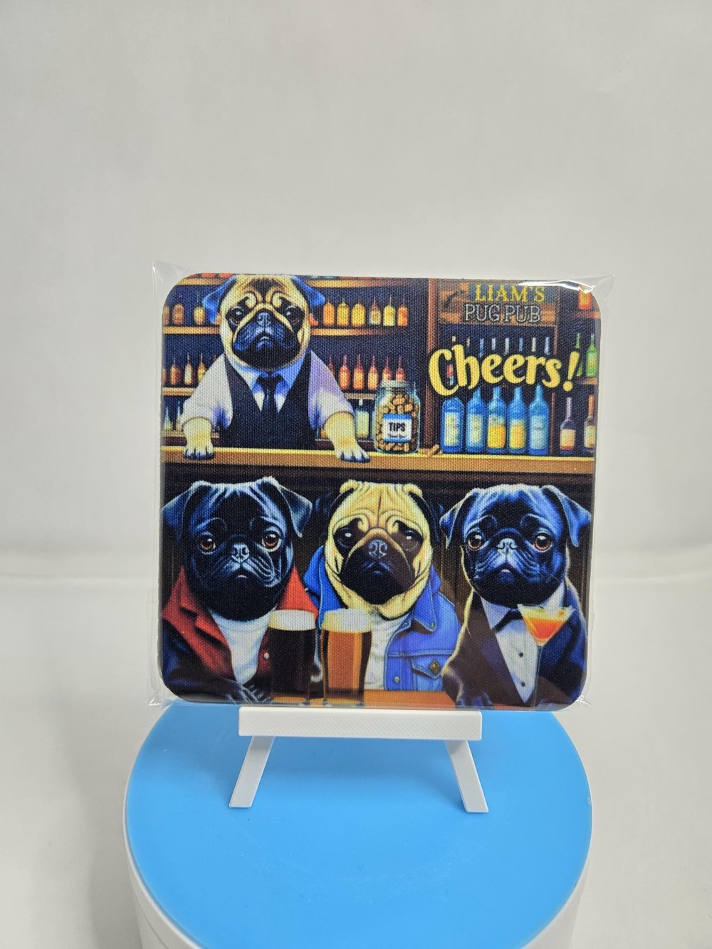 Image of Liam’s Pug Pub 2 pack of Coasters– Where Pugs and Pints Collide!