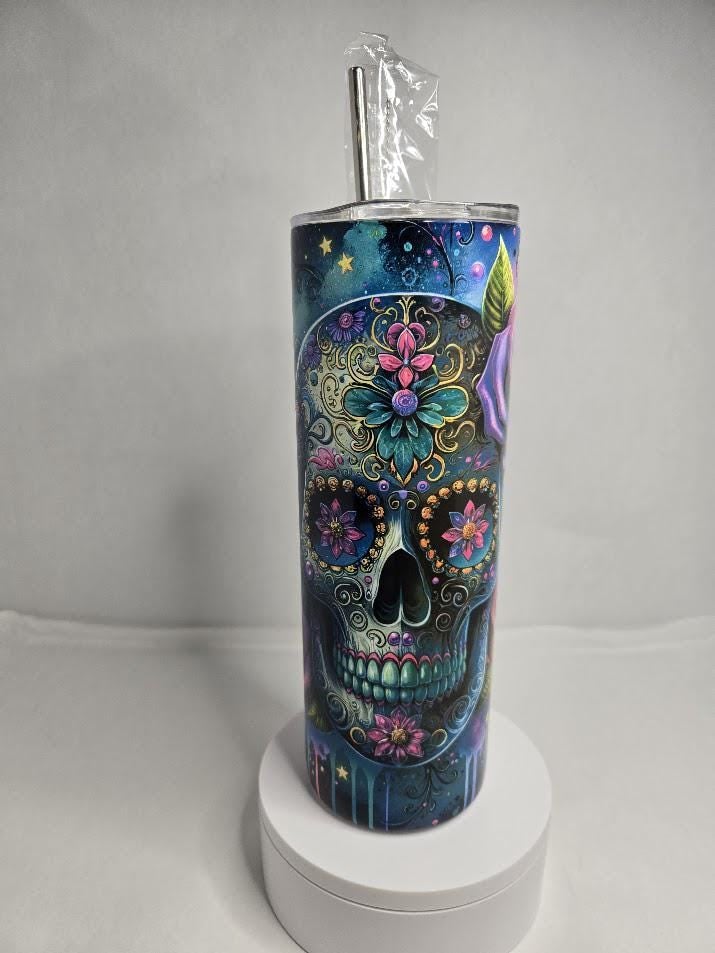 Image of Dead Tired? Me Too!" Sugar Skull 20oz Tumbler - For When Your Coffee Needs a Little Extra Kick (L...