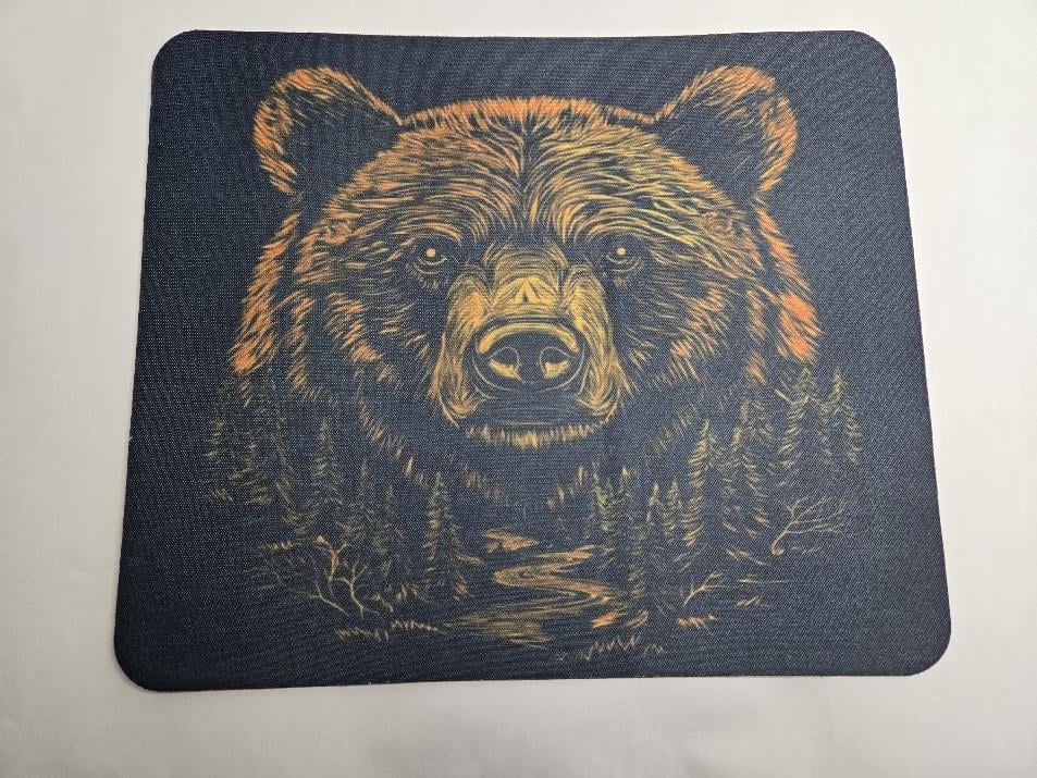 Image of Grizzly Bear Head Black Mousepad – Unleash Your Inner Beast (While You Work)