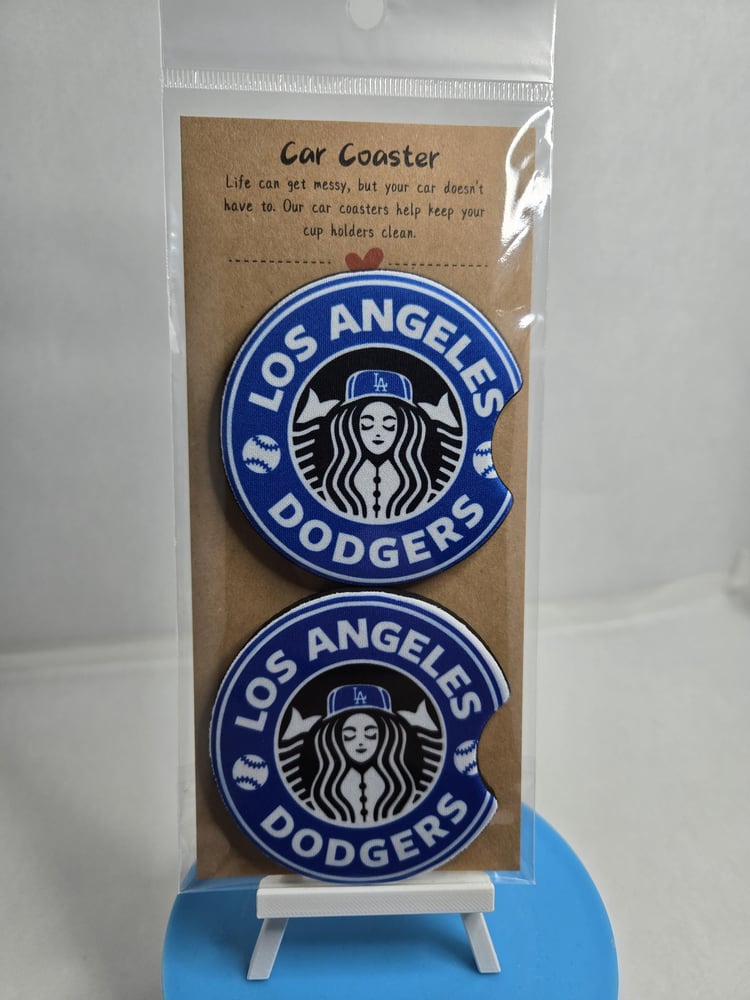 Image of Los Angeles Dodgers 2-Pack Car Coasters – For the Ultimate Fan & Coffee Lover