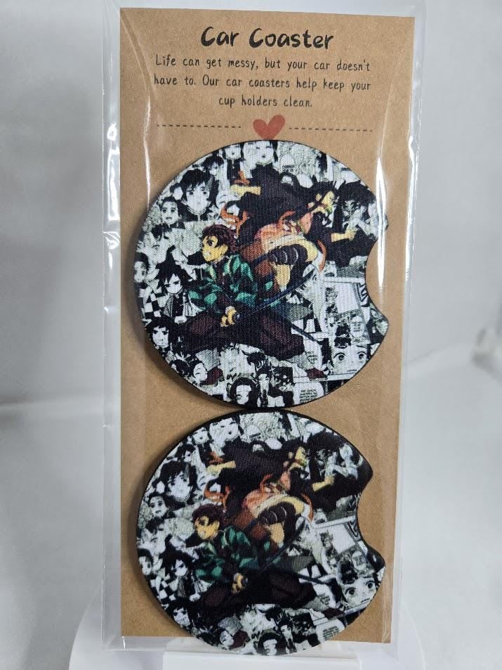 Image of Sibling Duo Car Coasters – Set of 2 – Protect Your Ride with Heartwarming Anime Energy!