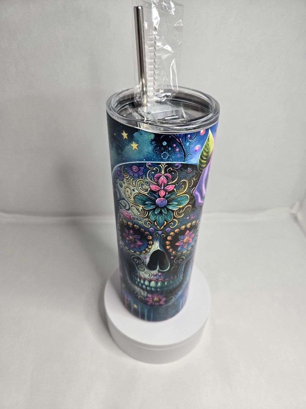 Image of Dead Tired? Me Too!" Sugar Skull 20oz Tumbler - For When Your Coffee Needs a Little Extra Kick (L...