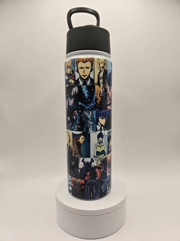 Image of Shadow Hunter Water Bottle – 22oz Anime Tumbler – Hero & Squad Collage!