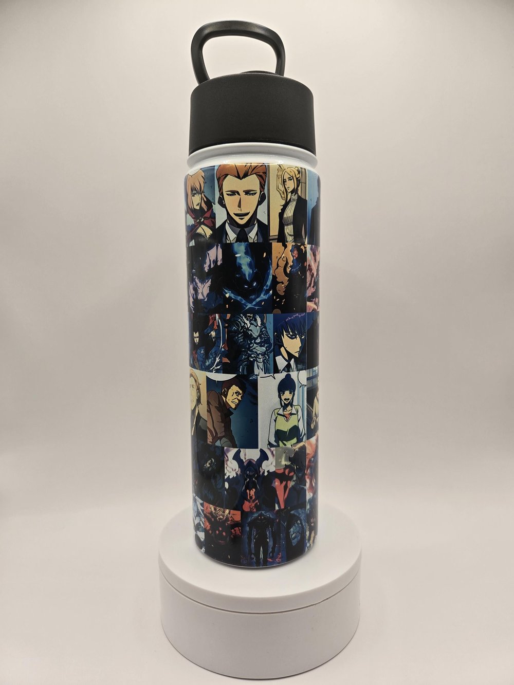 Image of Shadow Hunter Water Bottle – 22oz Anime Tumbler – Hero & Squad Collage!