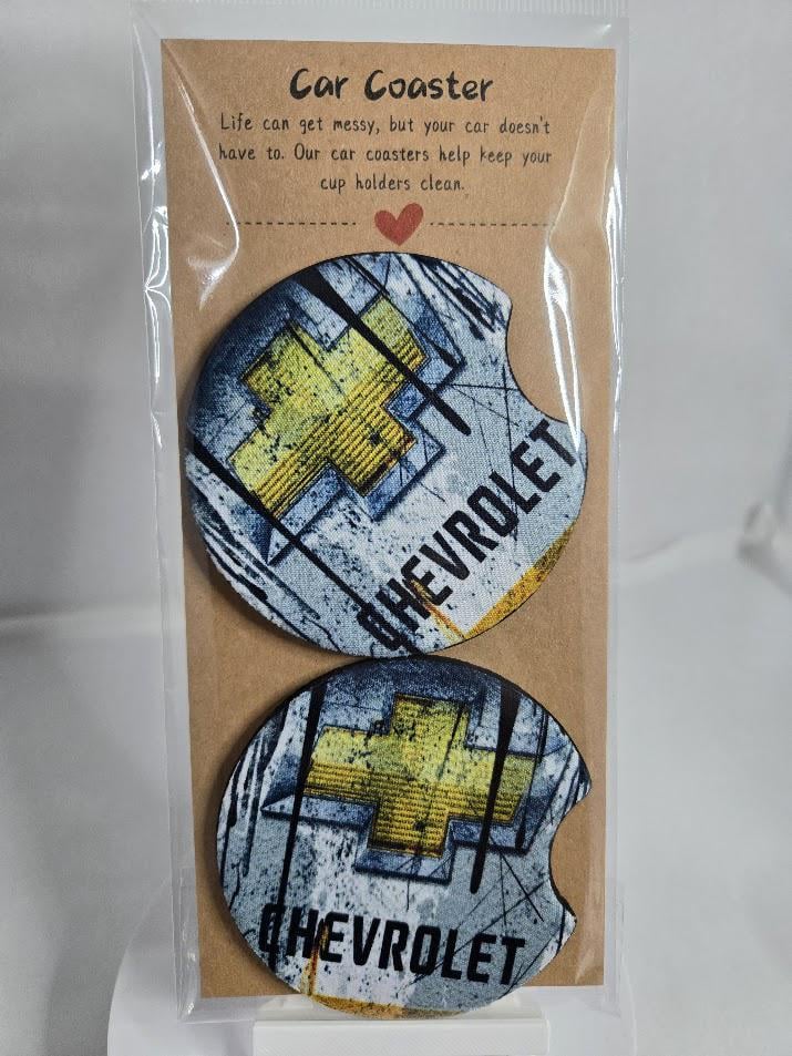 Image of Car Emblem-Inspired Coasters – Set of 2 – Keep Your Ride as Clean as Your Reputation!