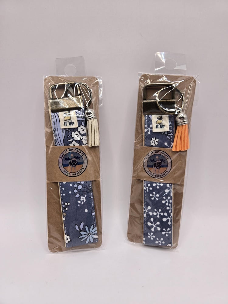 Image of Blue Floral Wristlet Keychain | Because Keys Deserve Style Too