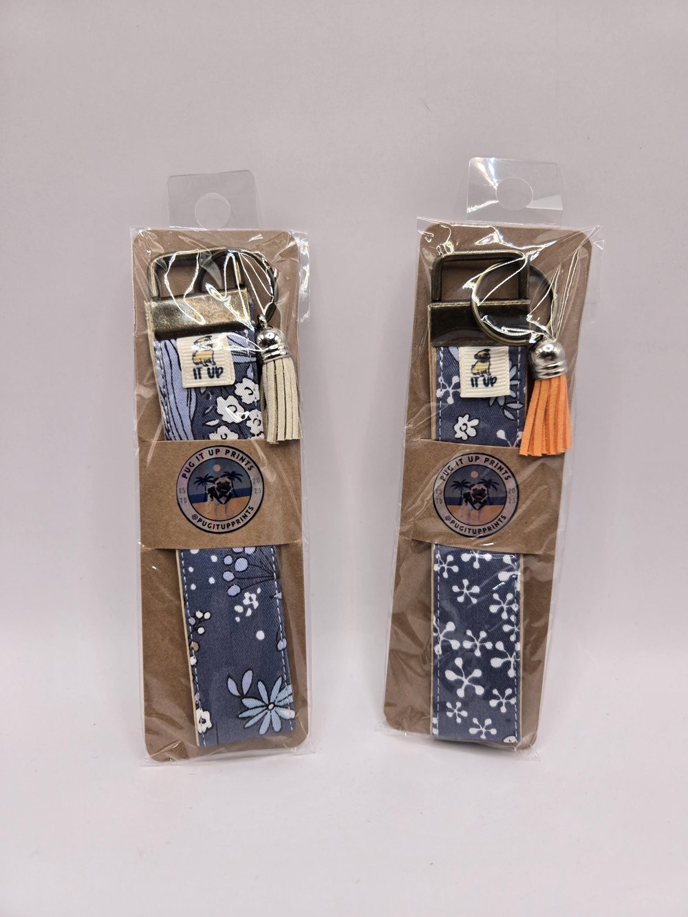 Image of Blue Floral Wristlet Keychain | Because Keys Deserve Style Too