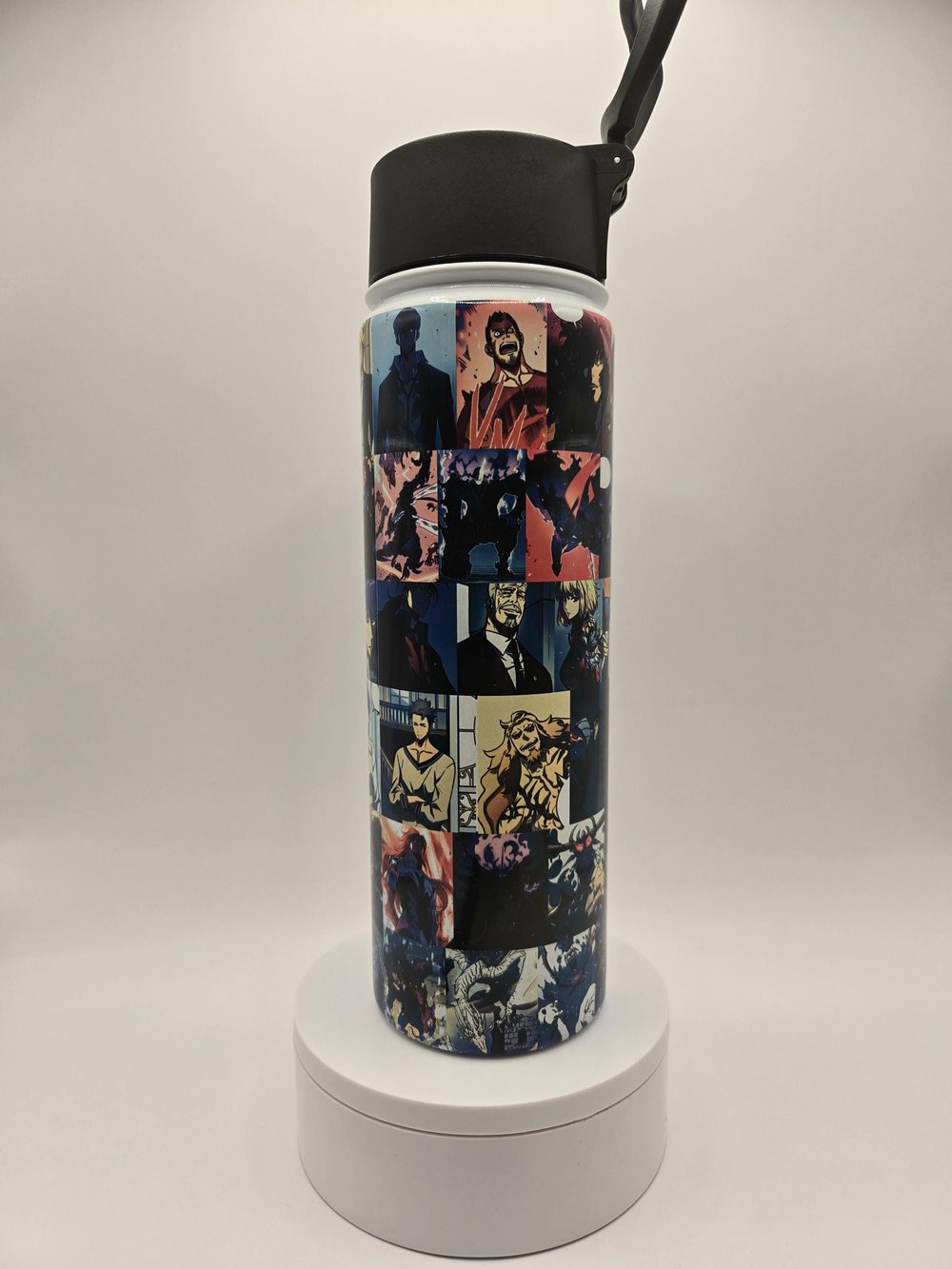 Image of Shadow Hunter Water Bottle – 22oz Anime Tumbler – Hero & Squad Collage!