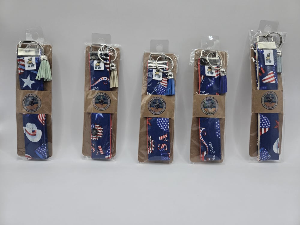 Image of USA Patriotic Wristlet Keychain | Red, White & Blue Freedom Accessory