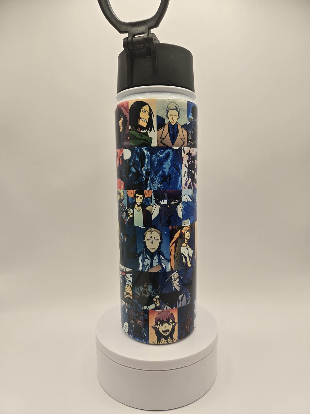 Image of Shadow Hunter Water Bottle – 22oz Anime Tumbler – Hero & Squad Collage!