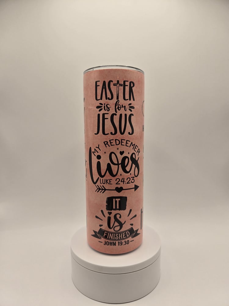 Image of Christian Easter Gift - 20oz Tumbler with Scripture - "He is Risen" Theme