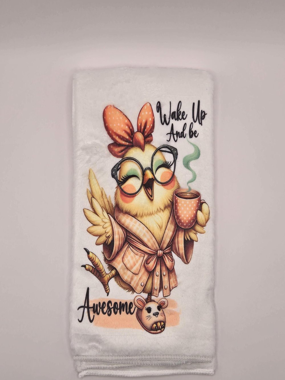 Image of Coffee Pig Kitchen Towel - Funny "Don't Talk Until Coffee" &amp; "Wake up And Be Awesome" Dish Towel
