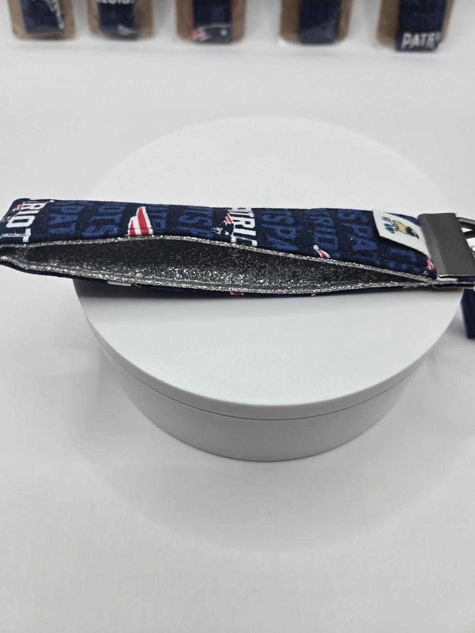 Image of Patriots Wristlet Keychain w/ silver lining | Because Pockets Are Overrated
