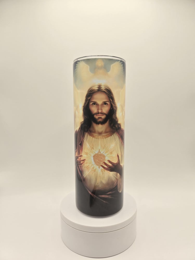 Image of 20oz Sacred Heart of Jesus Tumbler – Includes Straw & Cleaning Brush