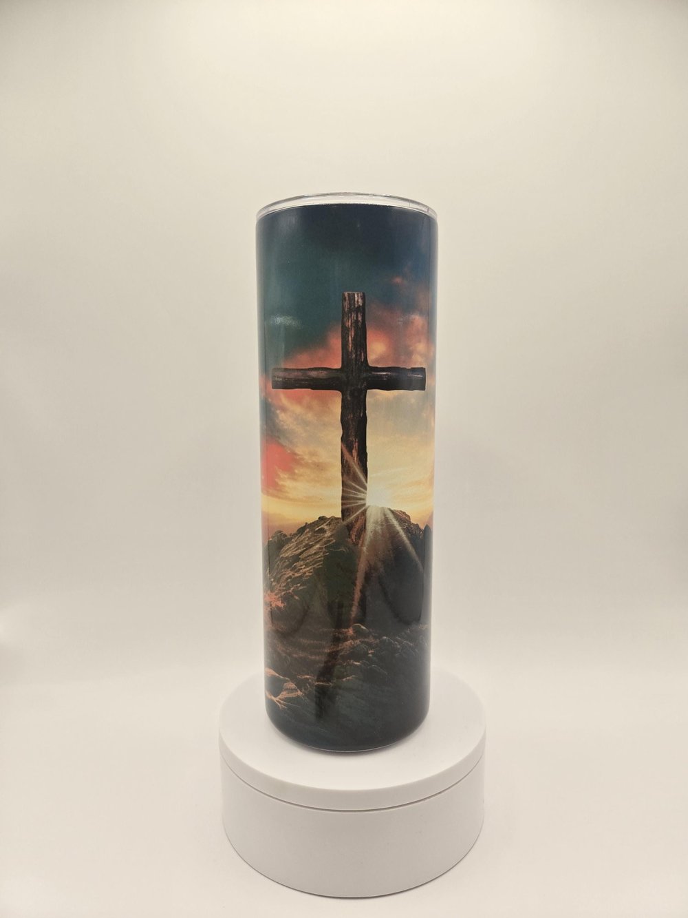 Image of 20oz Cross on the Hill Tumbler – Includes Straw & Cleaning Brush