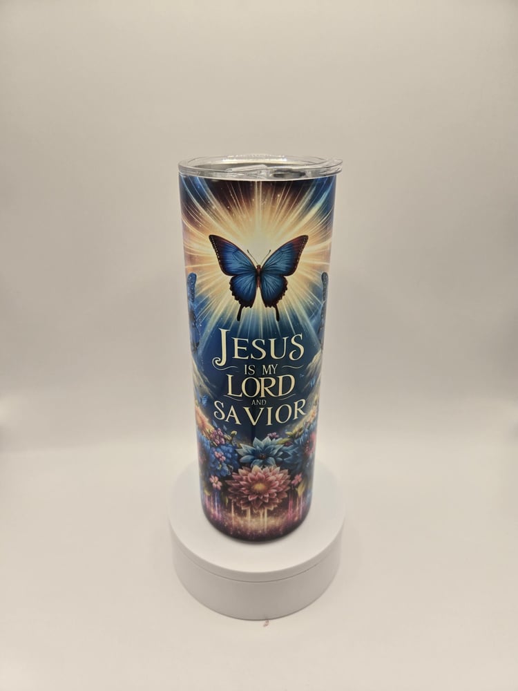 Image of 20oz "Jesus Is My Lord and Savior" Tumbler – Includes Straw & Cleaning Brush