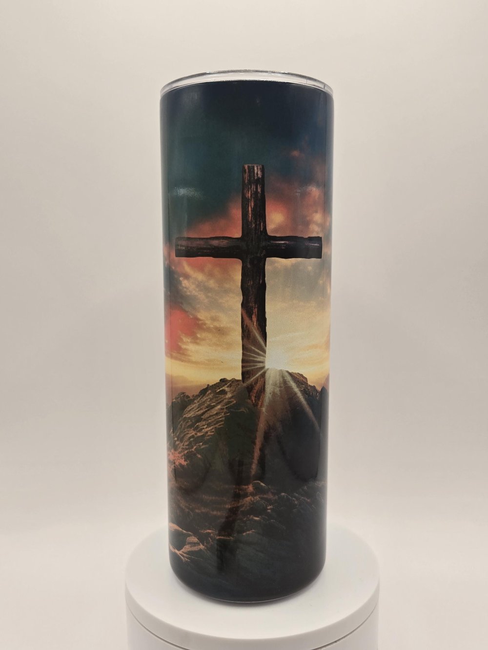 Image of 20oz Cross on the Hill Tumbler – Includes Straw & Cleaning Brush