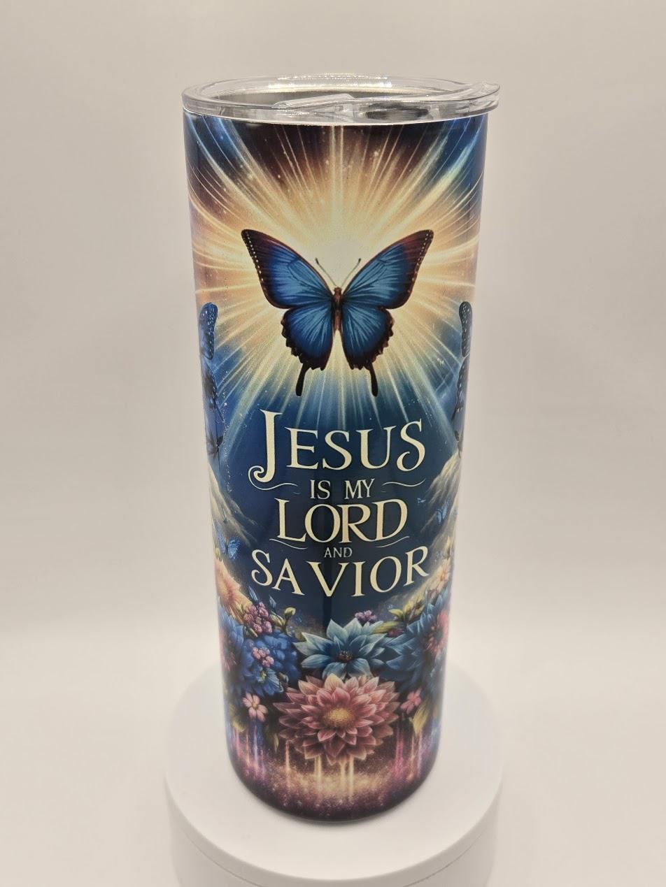 Image of 20oz "Jesus Is My Lord and Savior" Tumbler – Includes Straw & Cleaning Brush