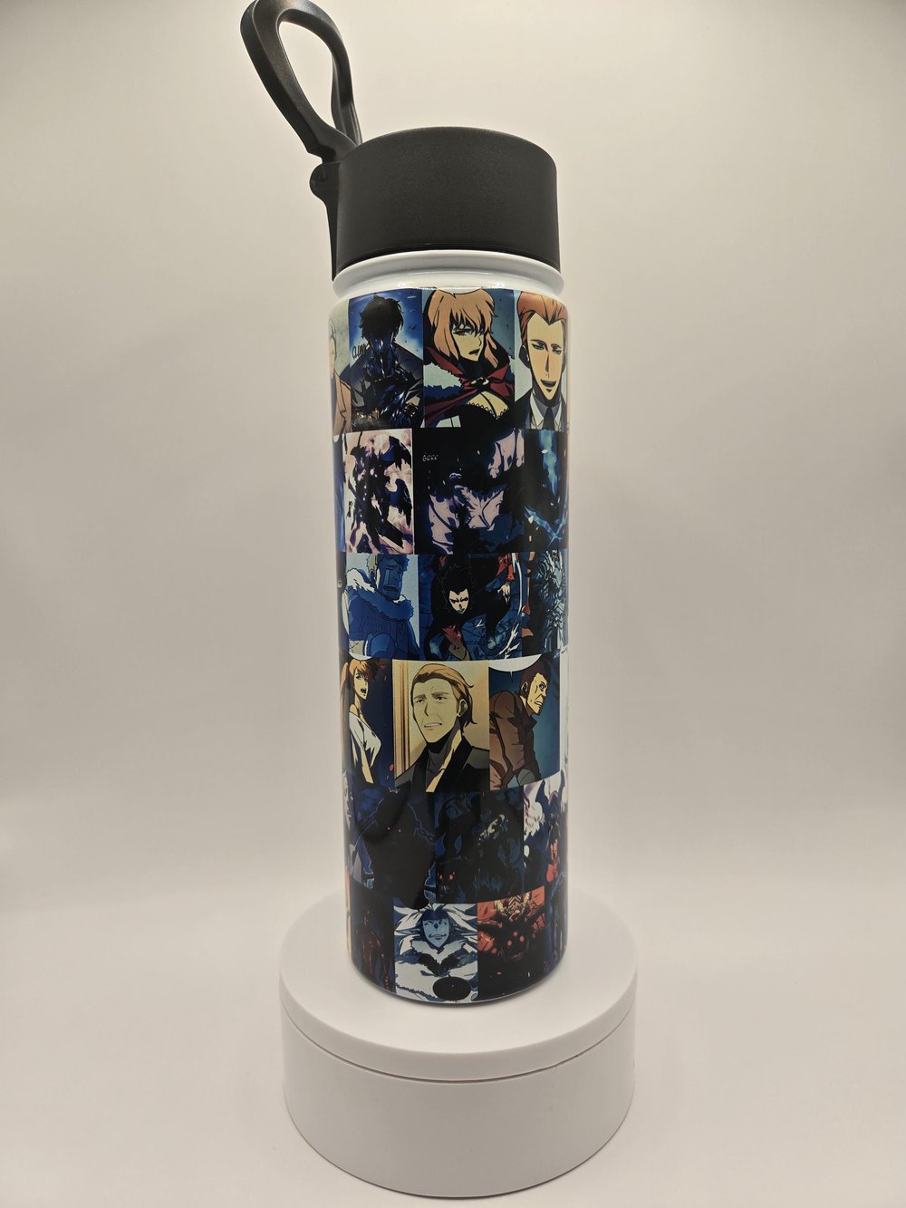 Image of Shadow Hunter Water Bottle – 22oz Anime Tumbler – Hero & Squad Collage!