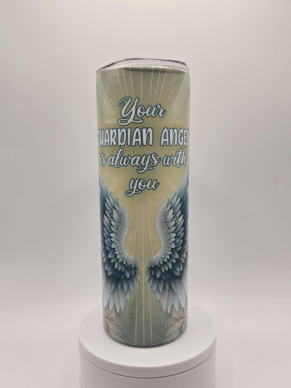Image of Guardian Angel Tumbler - 20oz Insulated Cup with Straw & Brush