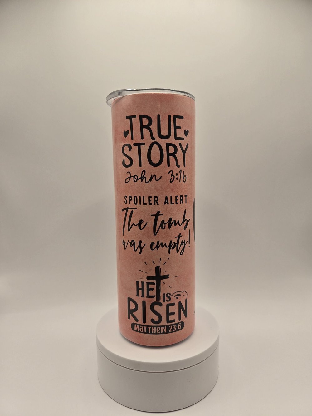 Image of Christian Easter Gift - 20oz Tumbler with Scripture - "He is Risen" Theme