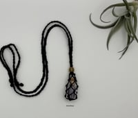 Image 1 of Macrame Necklace - Black with Bottled Amethyst 