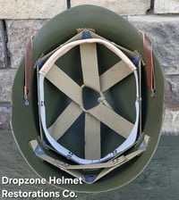 Image 3 of  WWII Repro Saint Clair M-1 Helmet Liner. HBT Webbing & Rayon sweatband. (Nickel Hardware)