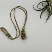 Image 1 of Macrame Necklace - Khaki with Bottled Rhodonite