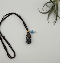 Image 1 of Macrame Bottle Necklace - Charmed Brown with Bottled Lapis