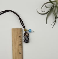 Image 2 of Macrame Bottle Necklace - Charmed Brown with Bottled Lapis
