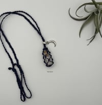 Image 1 of Macrame Bottle Necklace - Charmed Navy with Rose Quartz