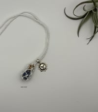 Image 1 of Macrame Bottle Necklace - Charmed White with Lapis
