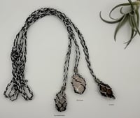 Image 1 of Macrame Necklace - Beaded Black and White