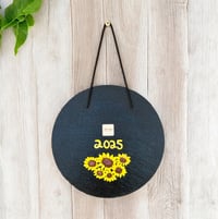 Image 3 of Sunflowers and Sunrise - Round Painted Slate (202503SL)