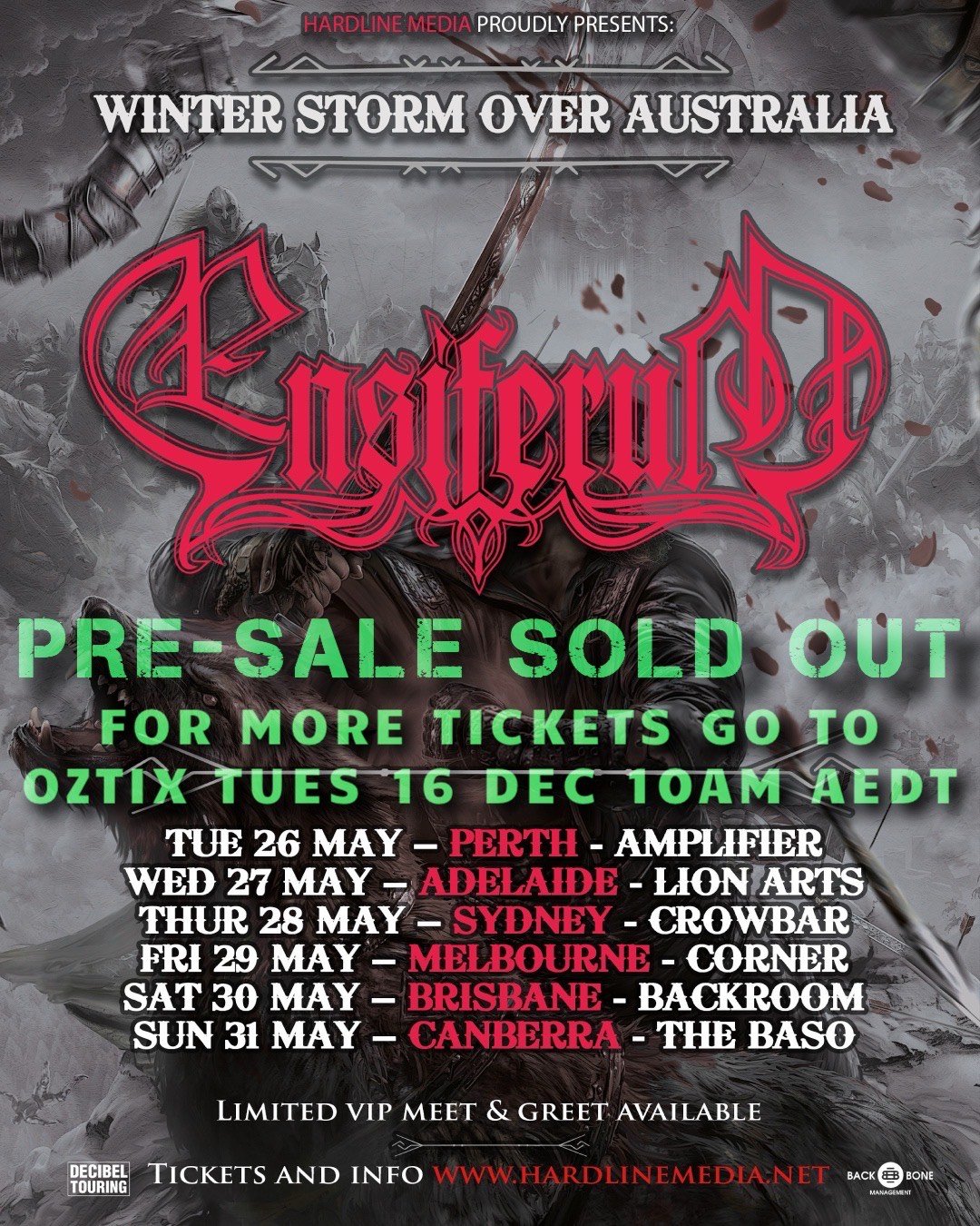 Image of ENSIFERUM - PERTH - AMPLIFIER - TUE 26 MAY - GA PRESALE