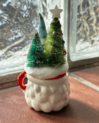 Image 3 of Vintage Santa mug with gnome and trees