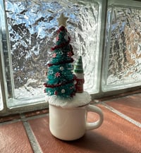 Image 4 of Gnome w gingerbread tree  nestled in white mug