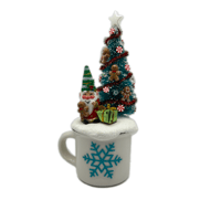 Image 1 of Gnome w gingerbread tree  nestled in white mug
