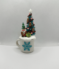 Image 6 of Gnome w gingerbread tree  nestled in white mug