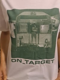 Image 1 of ON TARGET "VERDIGRIS" WHITE T / GREEN LOGO - Printed on Gildan heavy cotton
