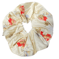 Image 1 of cream flower ~ silk scrunchie