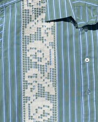 Image 2 of green and blue ~ filet shirt 