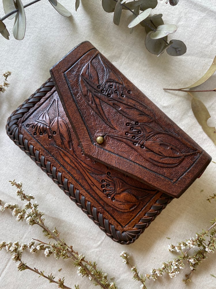 Image of Pouch wallet~ Eucalyptus and Kookaburra 