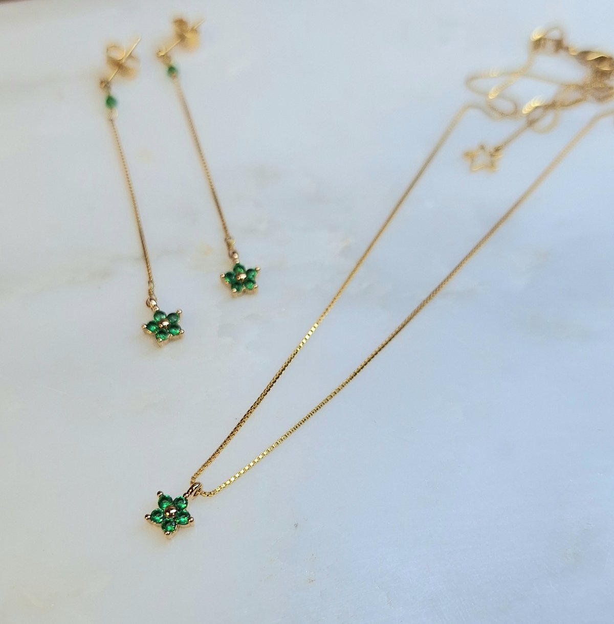 Image of Clandestine - *NEW* - Collier et Boucles Zahra, Oxydes de Zirconium vert