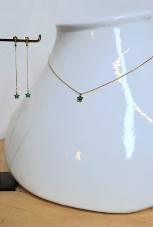 Image of Clandestine - *NEW* - Collier et Boucles Zahra, Oxydes de Zirconium vert