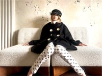 Image 7 of Black Polka Dot Floral Straw Hat